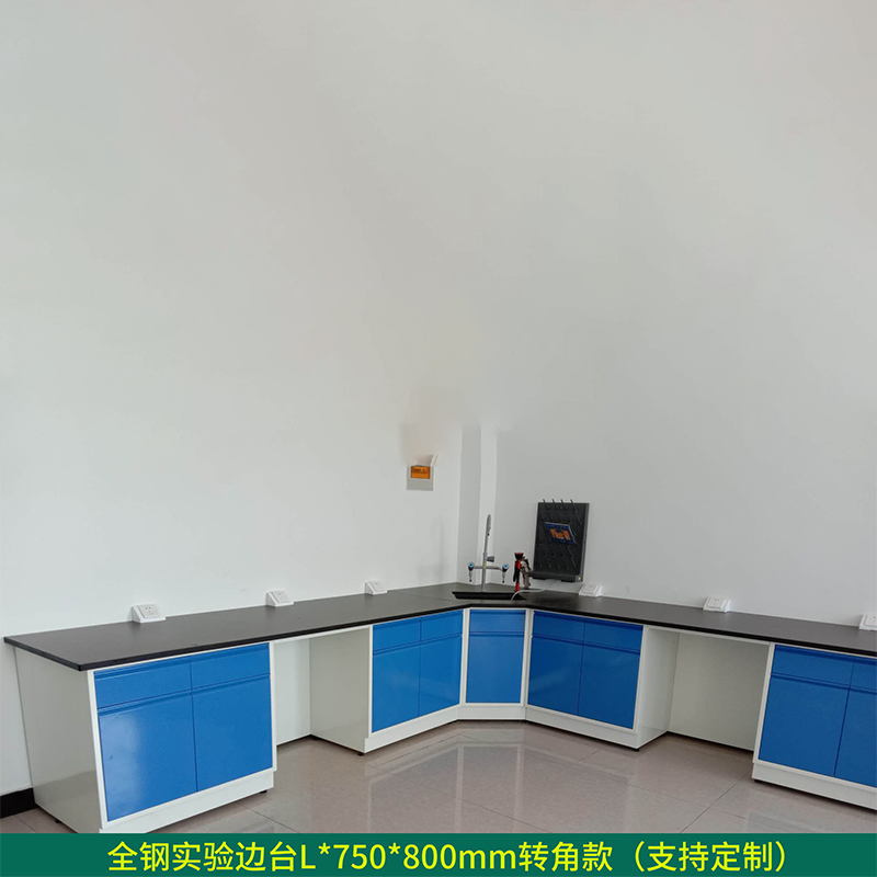 汉诺鑫威全钢实验台钢木PP边台柜试验台化验室工作台实验室桌操作台定制(每米单价)【工厂现做 7天内发货】 全钢实验边台转角款L*750*800mm