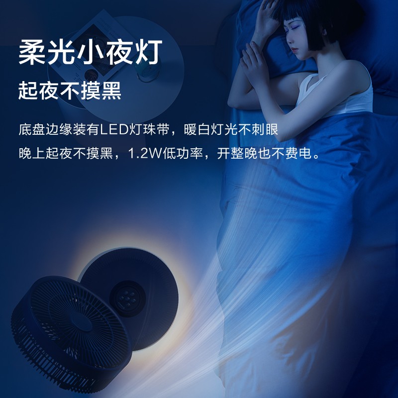 艾美特落地循环扇多功能低音伸缩折叠电风扇家用户外露营充电台式梦幻蓝梦幻蓝12寸[Type-C快充]7片羽翼 8档劲风高清大图