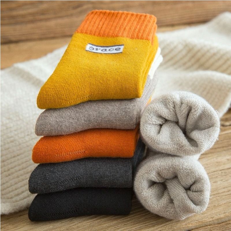 冬天加厚加绒毛袜子女中筒袜日系秋冬季韩国保暖毛圈袜女毛巾长袜