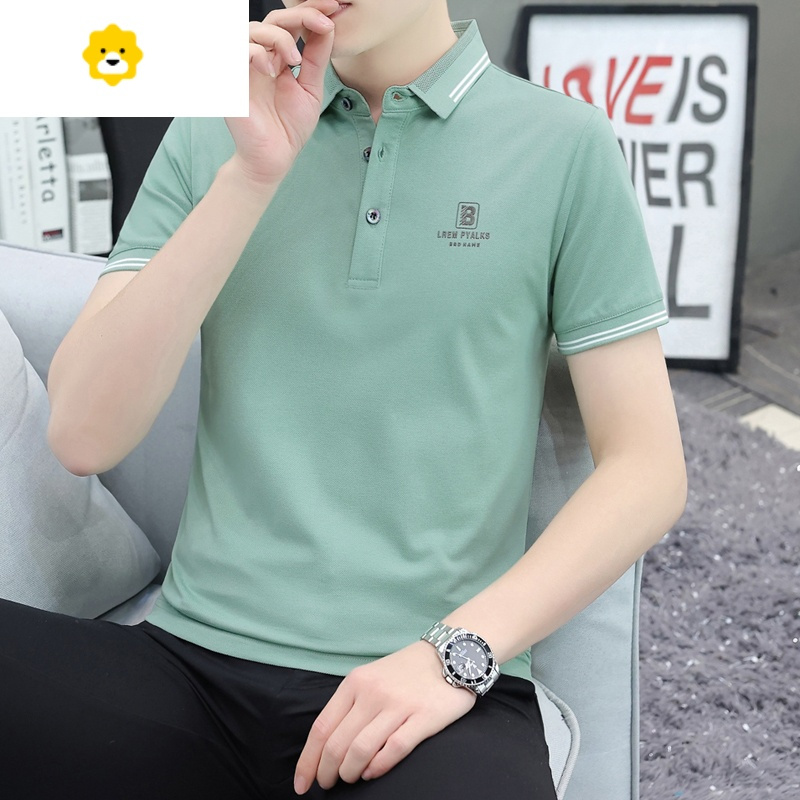 fishbasket季短袖t恤男装商务带领翻领polo衫po青年半袖上衣服