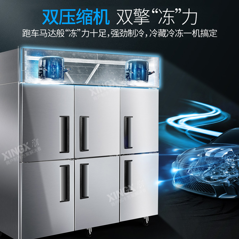 星星(XINGX)厨房冰箱商用双门三门展示柜全冷藏冰柜商用立式不锈钢餐饮店后厨 BCD-1300E高清大图