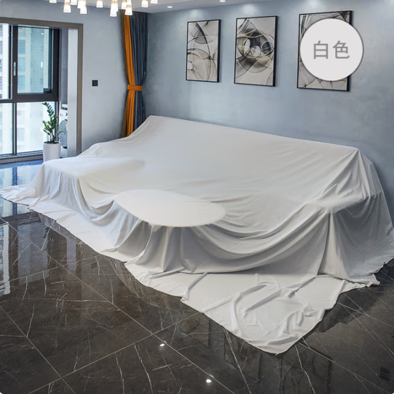 涤纶防尘盖布家具加密防尘布床罩防尘罩装修挡灰沙发茶几防灰 白色(高支高密)3米*2米
