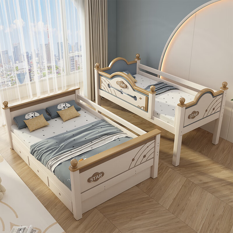 实木上下铺樱桃木双层床男女孩高低床高箱儿童床上下床