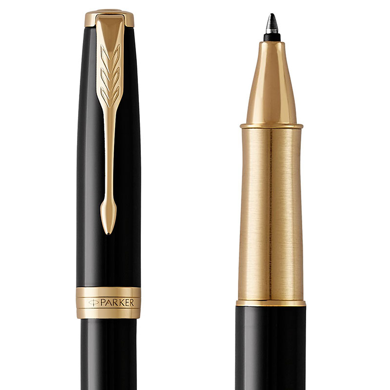 派克(PARKER) 卓尔纯黑丽雅金夹宝珠笔 办公用品 商务高端经典时尚款 男女成人书法练字专用签字笔 中性笔高清大图
