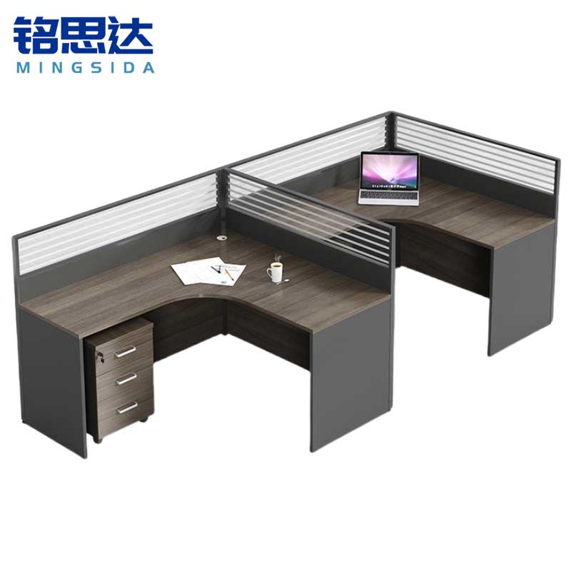 铭思达屏风工位F型双人位(含柜)套高清大图