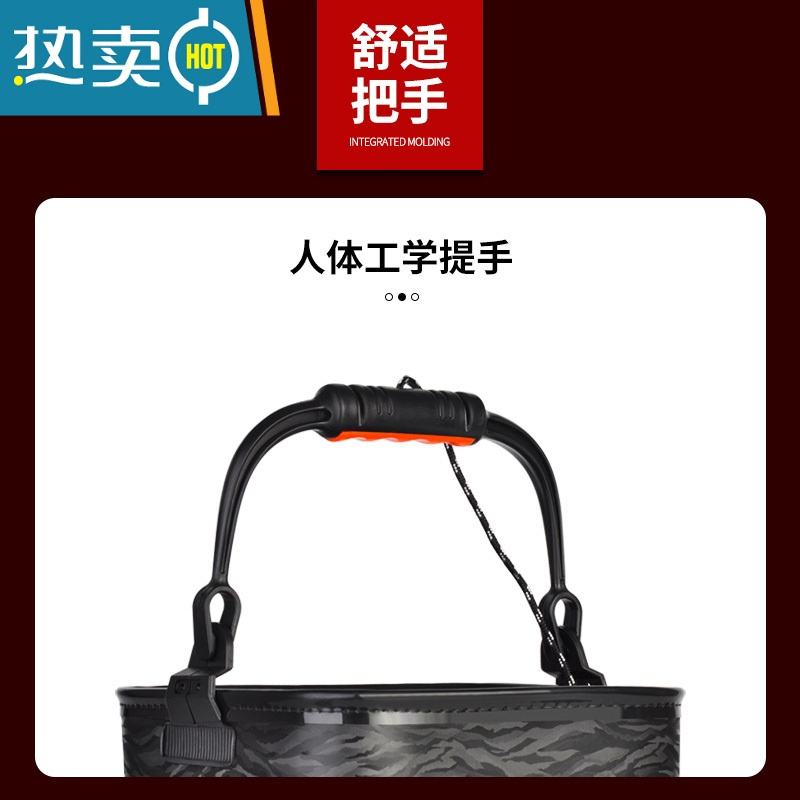 敬平钓鱼打水桶鱼箱装鱼鱼桶加厚折叠式取小水桶专用打水提水桶洗手桶 蓝色方桶提手款[小号]+4.5米打水绳