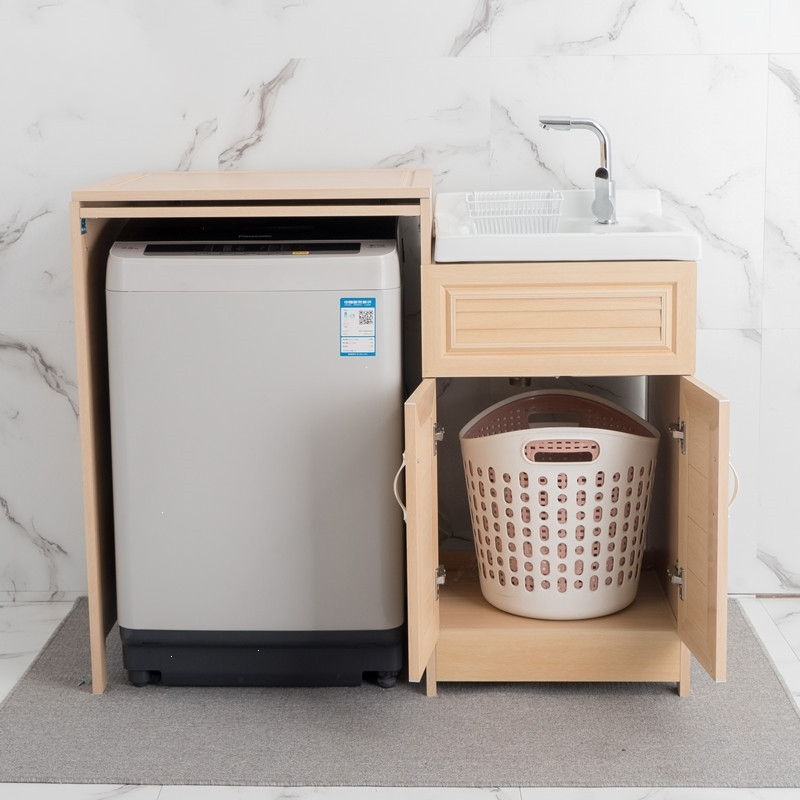 波轮洗衣机柜定制太空铝直筒上翻开盖阳台洗手洗衣机柜