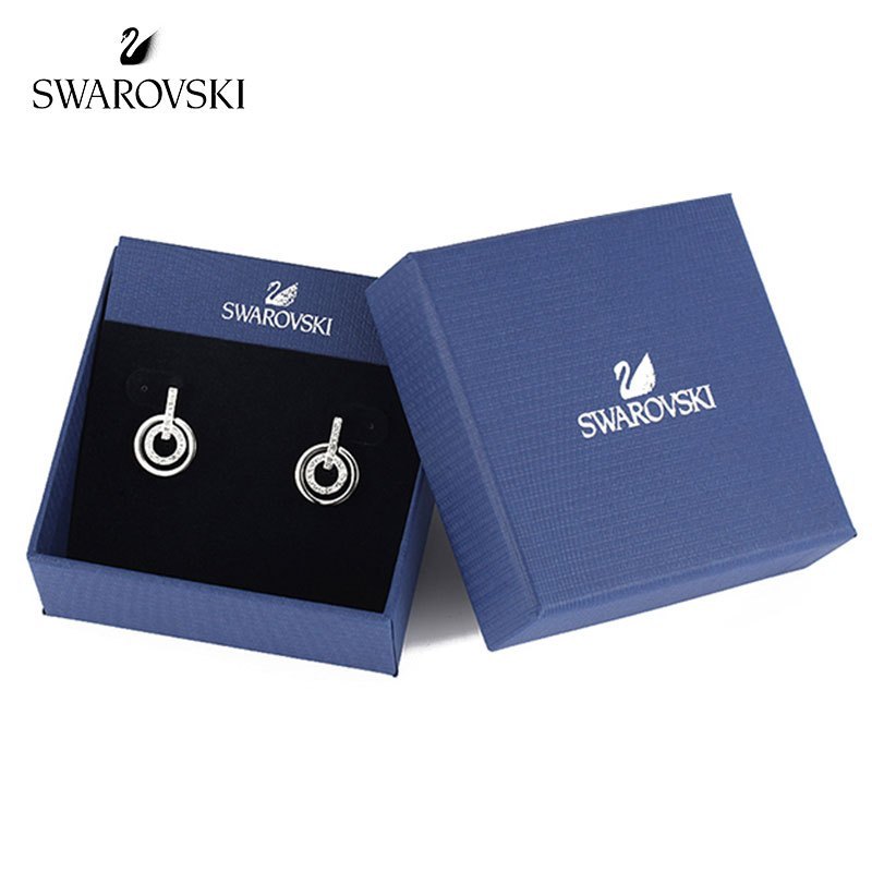 [直营]施华洛世奇(SWAROVSKI) CIRCLE 典雅双环穿孔 耳环 耳饰 欧美风格 人造水晶 送恋人 女士