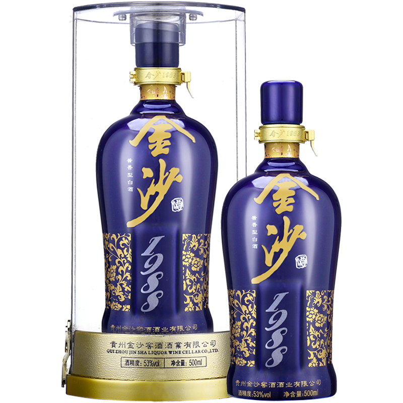 [官方自营]金沙回沙酒蓝钻1988 酱香型白酒53度500ml*6整箱 纯粮食白酒送礼