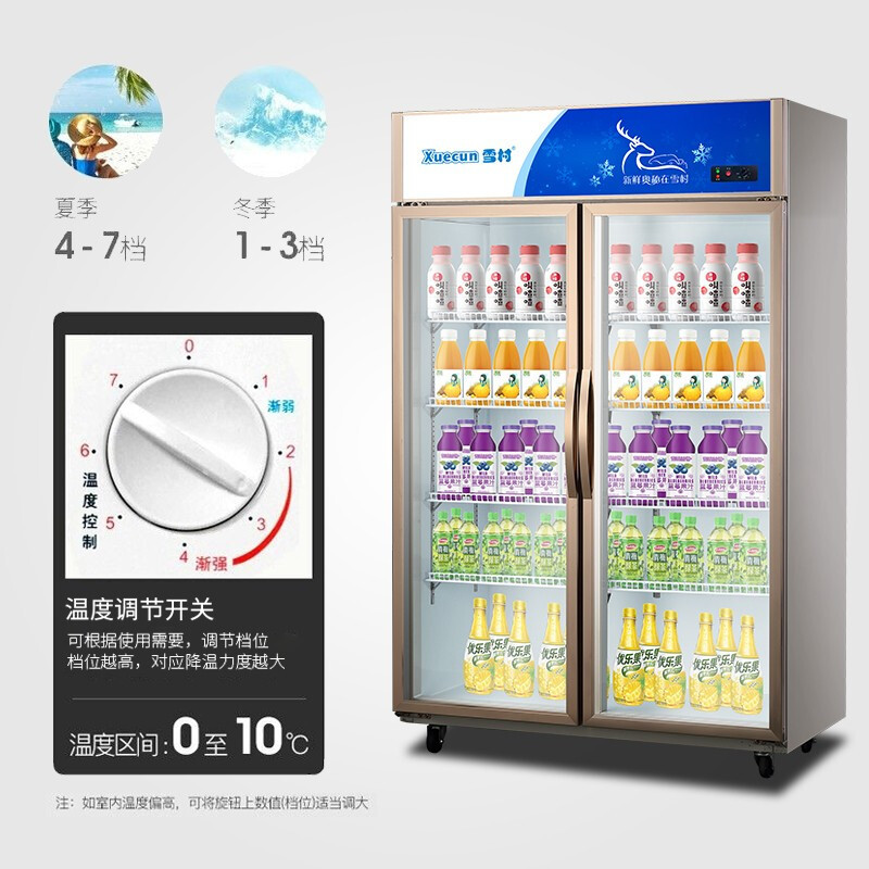 雪村(Xuecun)二门 商用冷柜 商用展示柜 冰柜 立式水果保鲜柜 超市啤酒饮料柜 陈列柜LC-1200
