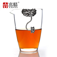 言艺(yanyi) 镶银玻璃公道杯 加厚耐高温分茶器茶海功夫玻璃茶具配件-冰心玉洁 310ml