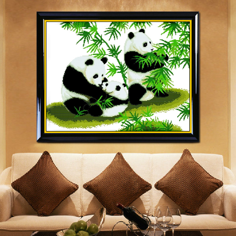 精准印花十字绣熊猫图动物新款可爱客厅十字绣大熊猫新手简单线绣 63*