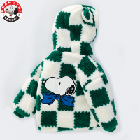 史努比(SNOOPY)男女中小童加绒外套秋冬季加厚儿童连帽棋盘格外套潮SXM143