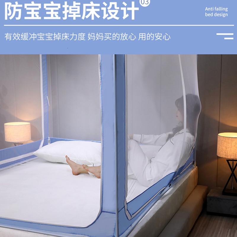 美帮汇蚊帐新款三开支架儿童防摔拉链坐床1.5m单人1.8m双人家用蒙古包高清大图