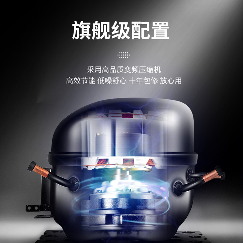 澳柯玛(AUCMA) 196升立式冷柜 冰柜冰箱 旗舰玻璃外观 变频风冷一级能效 -40度低温深冷 BD-196WSPG