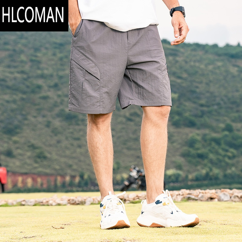 HLCOMAN薄款速干直筒工装短裤男2025夏季新款美式休闲冰丝五分裤子