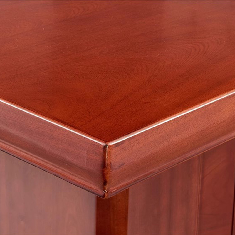 利特莱依大型油漆会议桌实木黑玻璃长桌开会办公室桌椅组合工作台3.5*1.6米(红胡桃色)高清大图