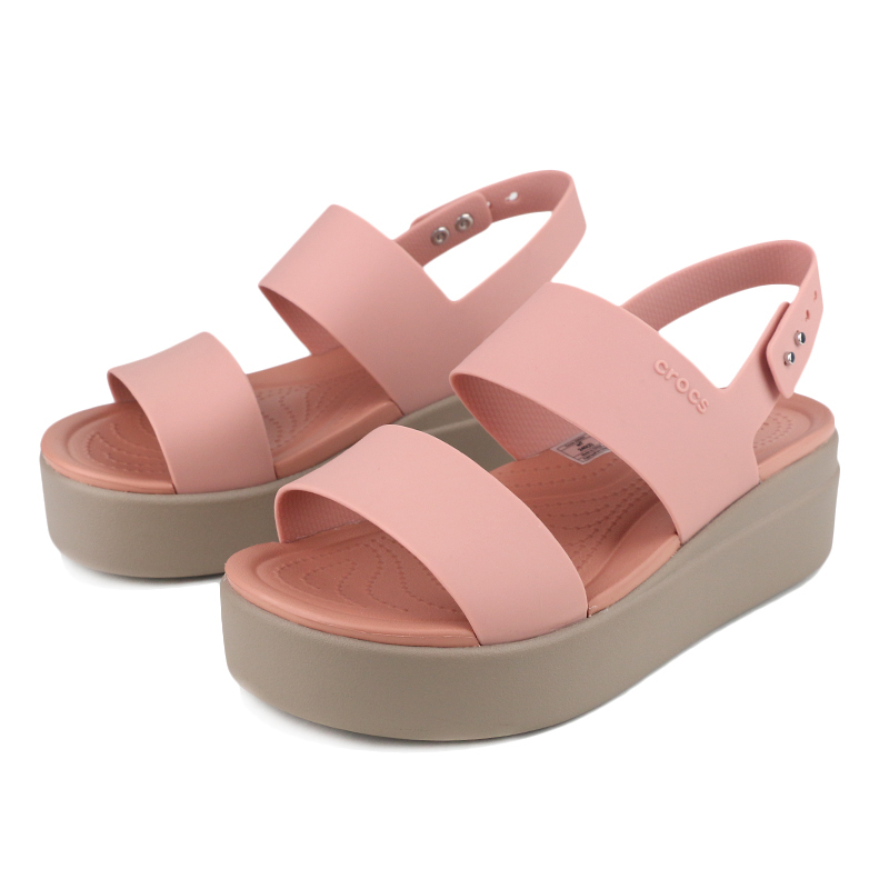 crocs卡骆驰女鞋2020新款休闲沙滩鞋布鲁克林厚底舒适轻便凉鞋