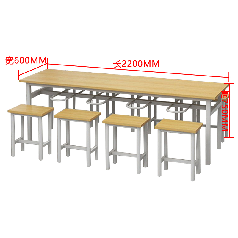 汉诺鑫威餐桌8人学校食堂小吃店快餐桌椅饭堂防火板桌2200*600*750