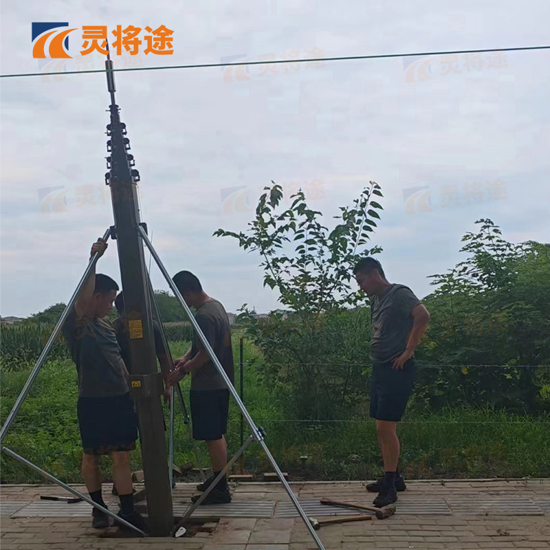 灵将途 可车载移动快装式 10米手动升降杆避雷针含三脚支架 LJT-A356-SD10A高清大图