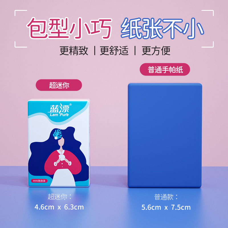 蓝漂白色迷你手帕纸 10包/条*2条装高清大图