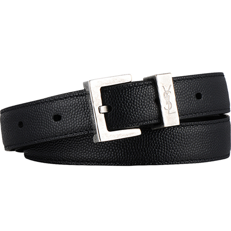 Yves Saint Laurent YSL圣罗兰 男士黑色皮革针扣皮带腰带(95cm) 467000
