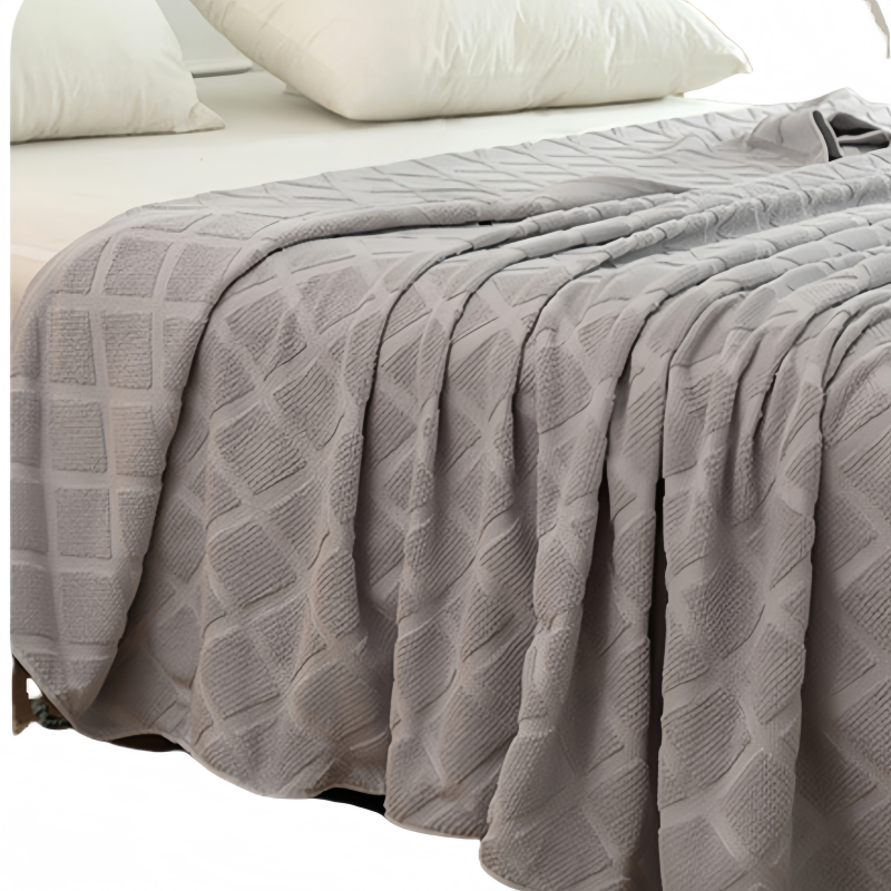 铭思沃毛毯180*220cm条灰色高清大图