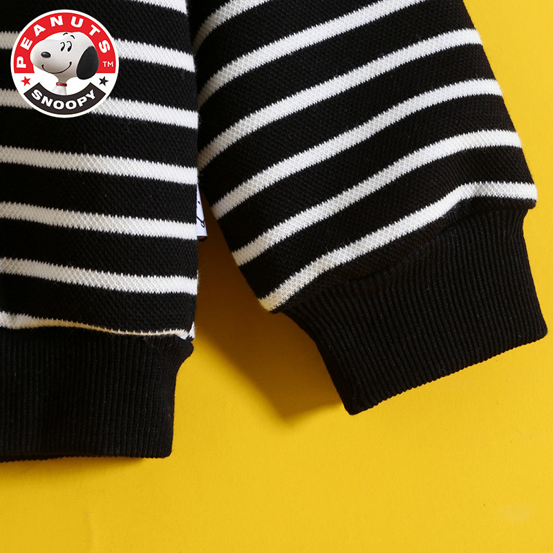 史努比(SNOOPY)儿童休闲印花卫衣春款翻领童装洋气男女童宝宝条纹卡通衣服潮AG022