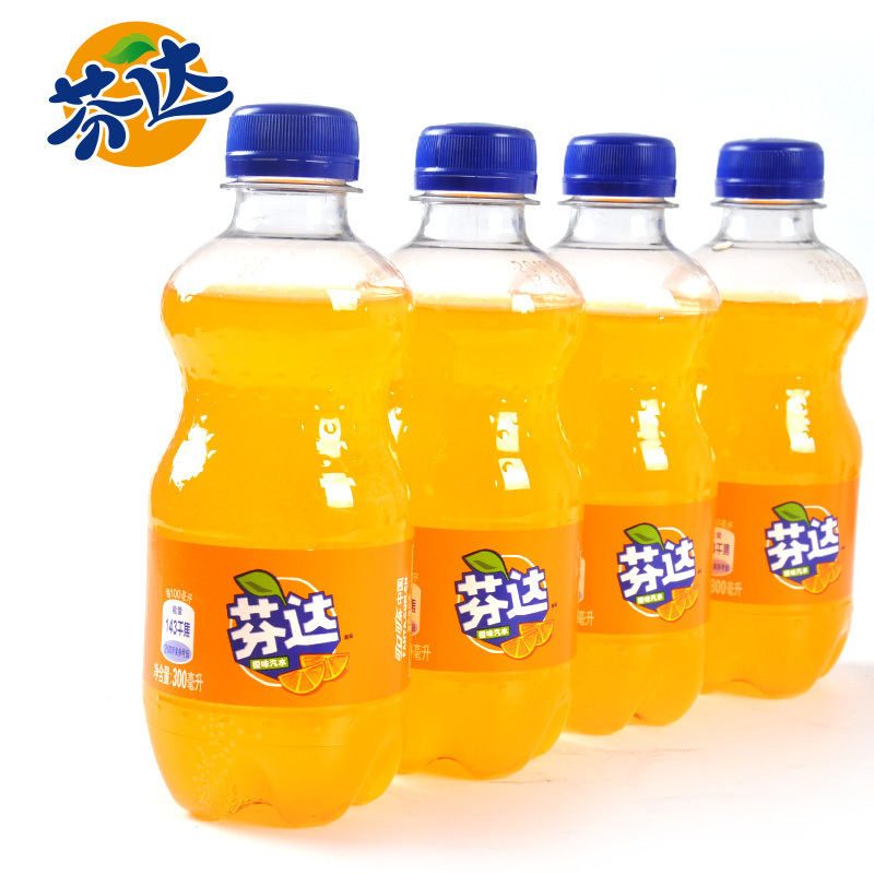 芬达橙味碳酸饮料汽水饮品pet300ml4瓶可口可乐出品迷你瓶装小瓶