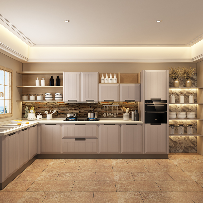 皮阿诺整体橱柜定制厨房柜厨柜定美式轻奢石英石台面开放式预付金视频