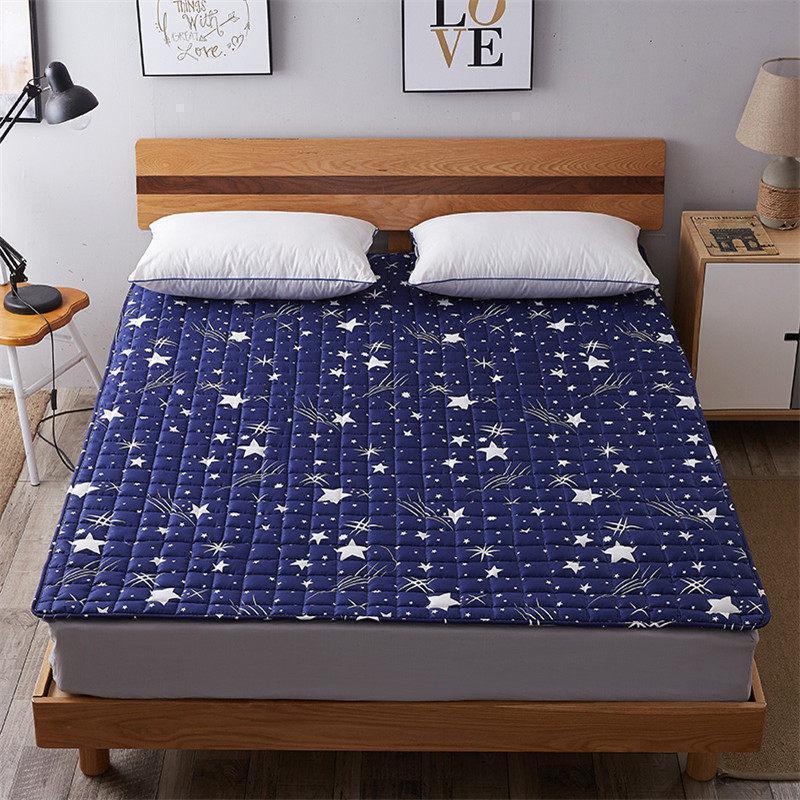 美帮汇可水洗床护垫儿童榻榻米床垫0.9m单人学生宿舍四季防滑地垫 繁星点点 90*200cm【加厚可水洗折叠】