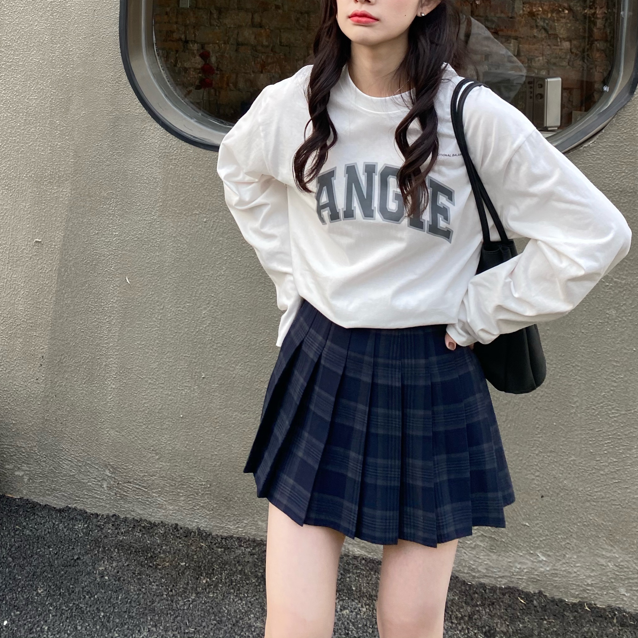 暖青汇on格子百褶裙女2021春夏高腰显瘦a字裙百搭学院短款半身裙参数