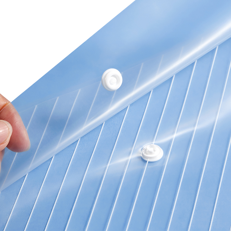 齐心 C318 A4 条纹按扣文件袋 透明 20个/套高清大图