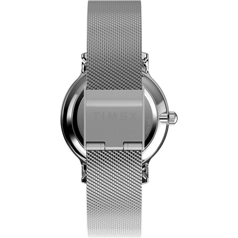 Timex 女士石英防水不锈钢 mesh 表带手表银色表盘彩虹镶钻