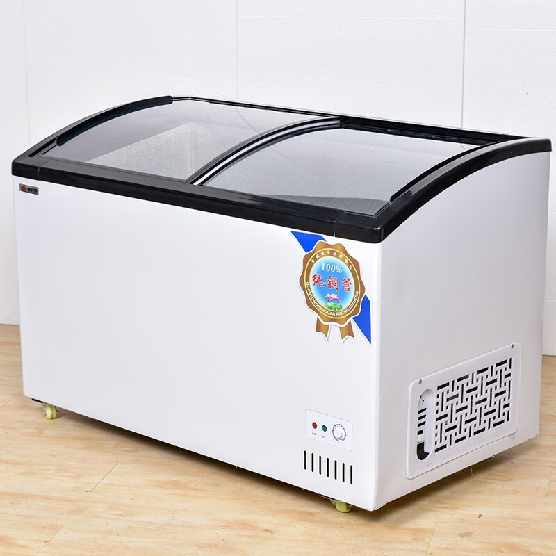 月亮喵雪糕冰淇淋柜商用铜管透明玻璃盖超市展示柜冰柜冷藏冷冻冰箱冷柜_铜管贴画版130x62x88cm