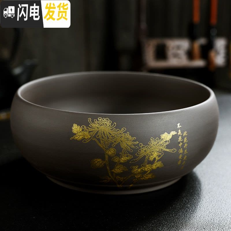 三维工匠水仙铜钱花盆陶瓷家用睡莲碗莲小紫砂无孔水培大号多肉 紫砂水培花盆-佛语 小花盆容器图片