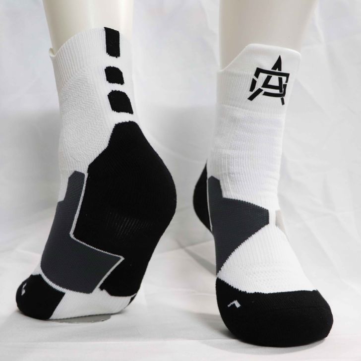 字母哥球星袜中筒加厚毛巾底袜长款精英高筒运动袜子男o4|字母哥白色