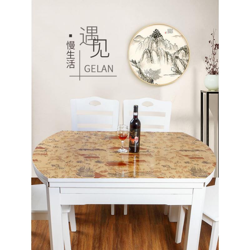 家柏饰(CORATED)中国风软玻璃塑料PVC桌布餐桌垫茶几床头电视柜垫防水免洗高清大图