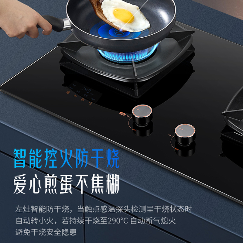 Haotaitai燃气灶JZT-H110天然气5.2kW防干烧定时安全灶双灶防干烧+左灶定时智能烹饪烟灶联动高清大图