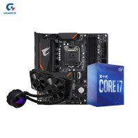 技嘉B460M AORUS PRO小雕Pro主板+i7-10700 CPU处理器+华硕240 飞龙水冷散热器