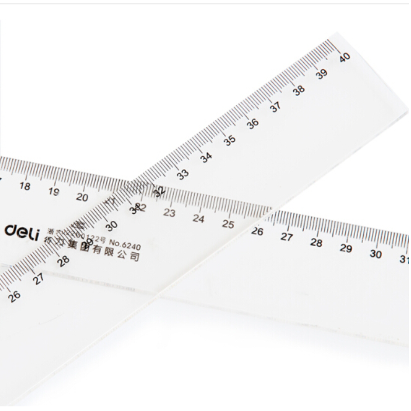 得力 直尺20cm/30cm/40cm透明尺子 40CM直尺 6240 两个装