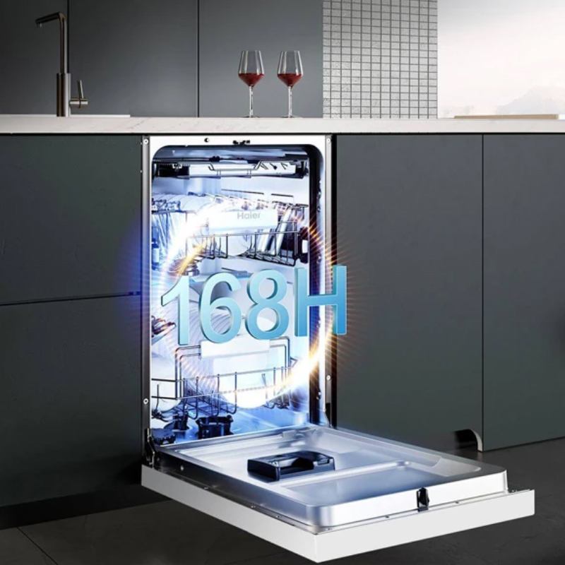 海尔(Haier)嵌入式双面洗洗碗机小蛮腰X11S白色 14套大容量 45cm超窄 一级水效EYBW14586BBU1高清大图