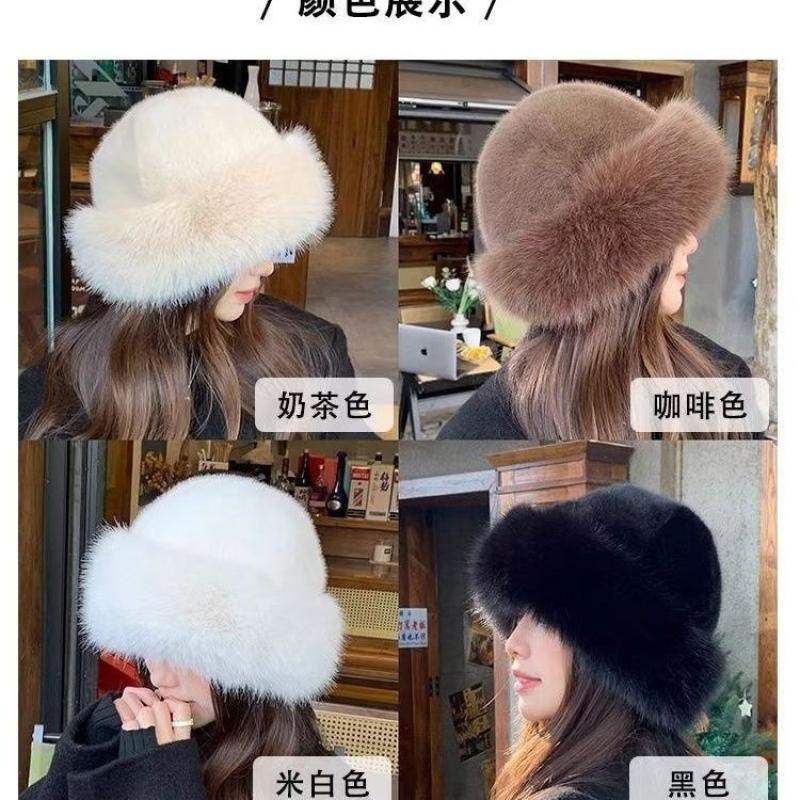 24新款秋冬毛毛时尚渔夫仿皮洋气百搭帽子蒙古帽防寒加厚保暖帽子 -气质白色;加厚款成人（均码54 -60）高清大图