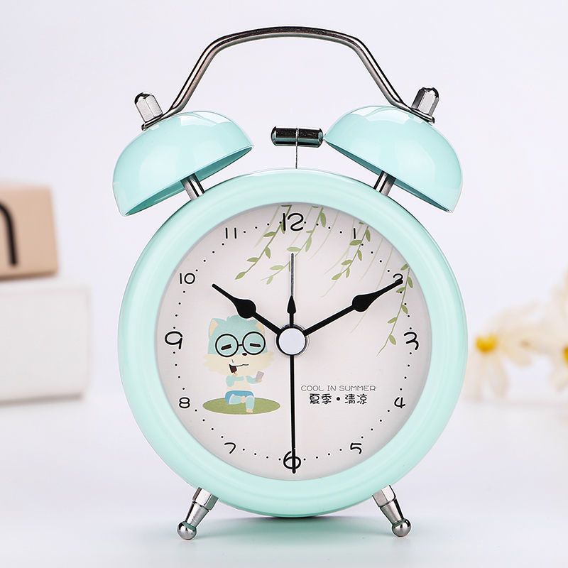 充电小闹钟学生用卧室床头静音儿童卡通可爱电子表多功能简约时钟小号