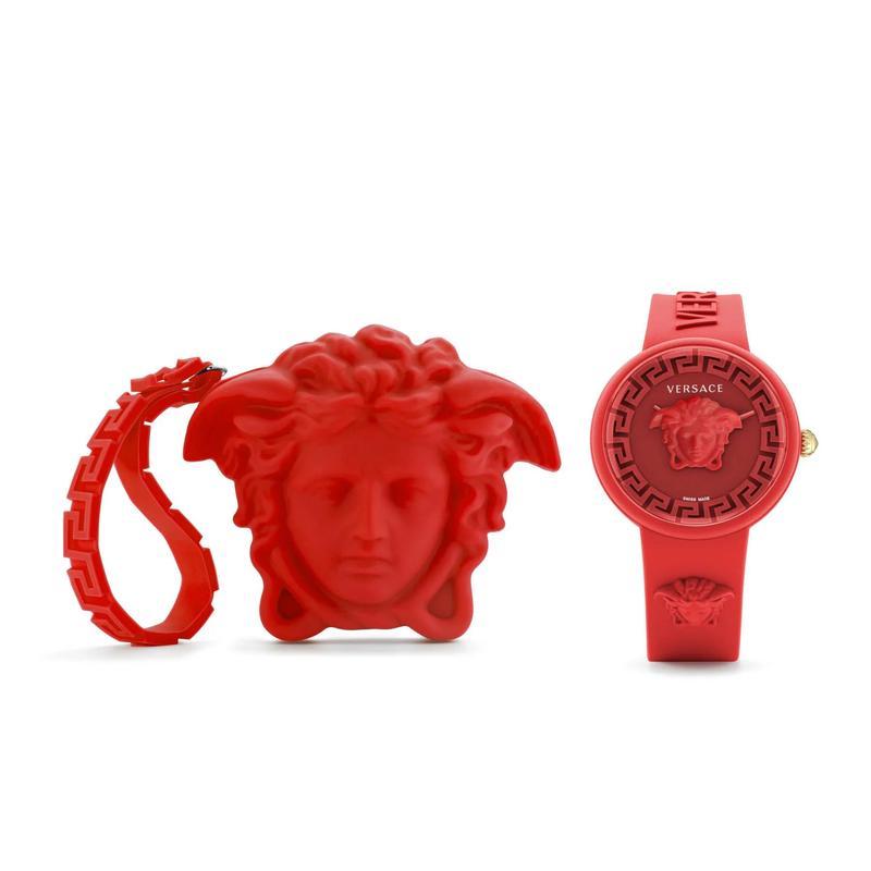 Versace/范思哲女款石英表红面白盘时尚潮流欧美腕表