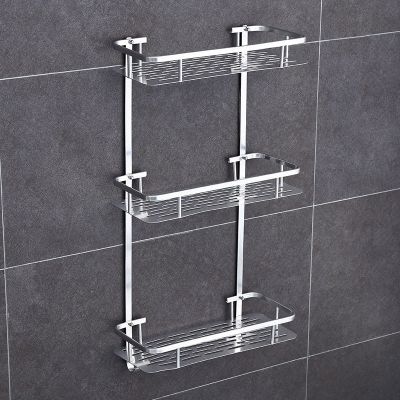 免打孔置物架铝合金太空铝壁挂式浴室三角架厨房墙上卫生间置物架3层
