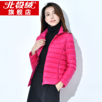 北极绒轻薄保暖羽绒服女短款立领时尚韩版修身2019冬大码女装外套羽绒外衣dL50W-54