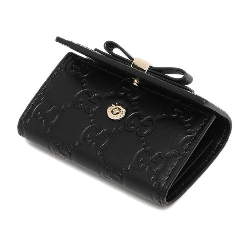 [直营]gucci古驰双g压纹皮革蝴蝶结女士钥匙包人造革钱包