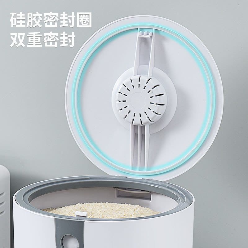 装米桶防虫防潮密封加厚米缸盒面桶大米面粉储存罐家用收纳储米箱 蓝色10斤[密封防虫防潮]图片