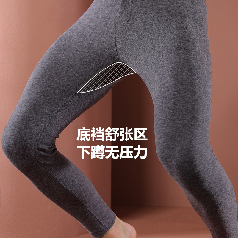 男士云感薄绒保暖裤男款加厚大码德绒秋裤男修身打底线裤中老年人高清大图